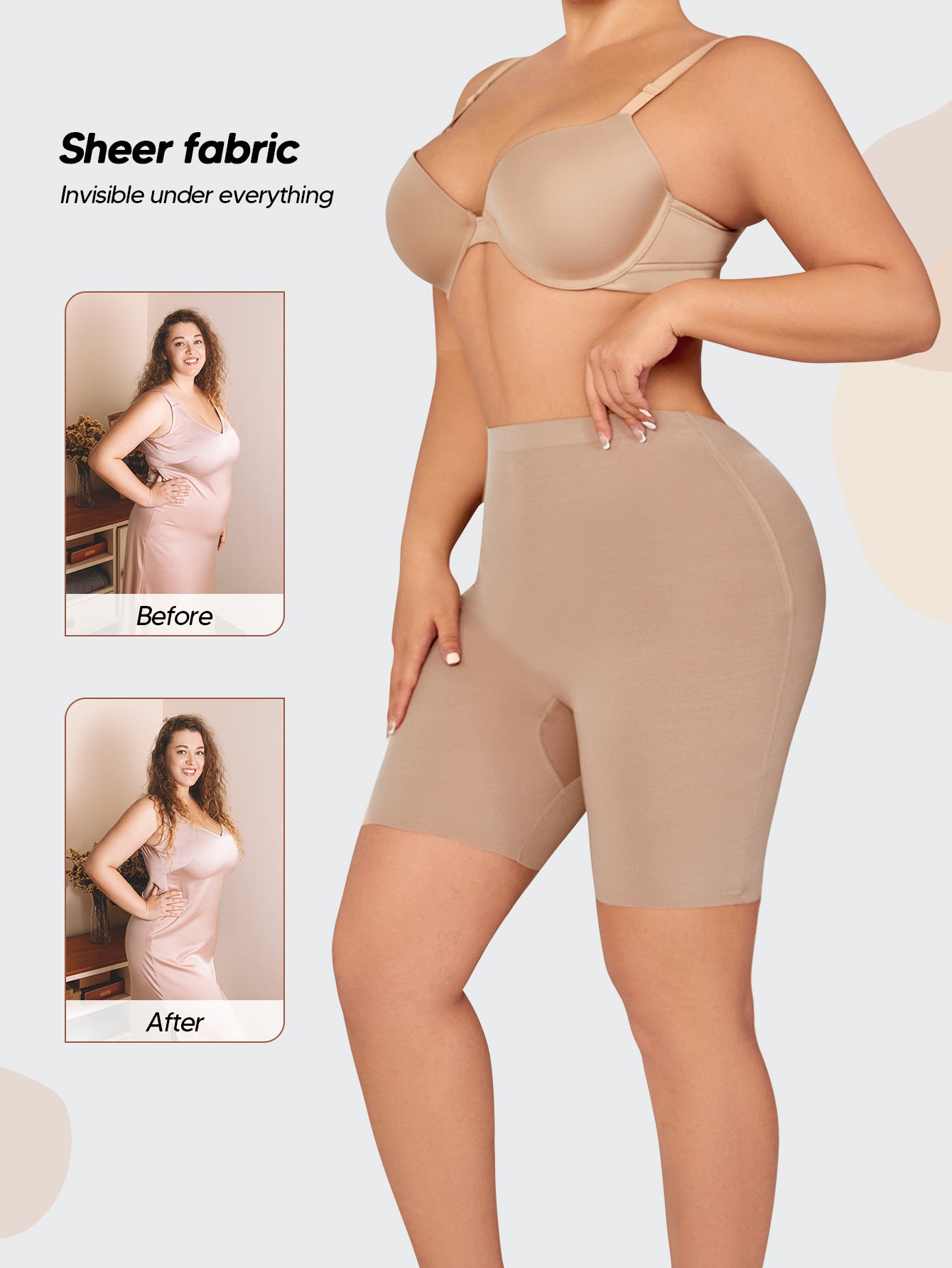 Sheer Sculpt Shaping Boyshorts Panties for Women Slip Shorts Underwear