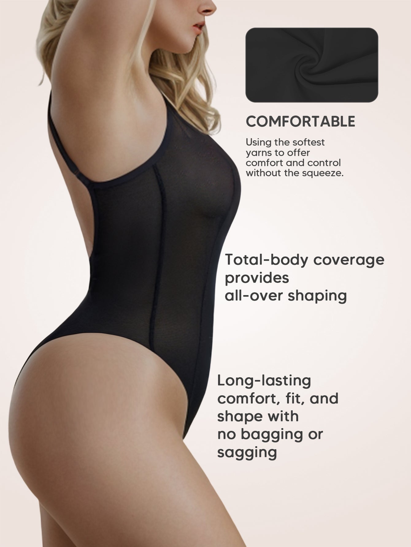 Backless Shapewear Bodysuit Thong Light Compression Sleeveless Body shaper