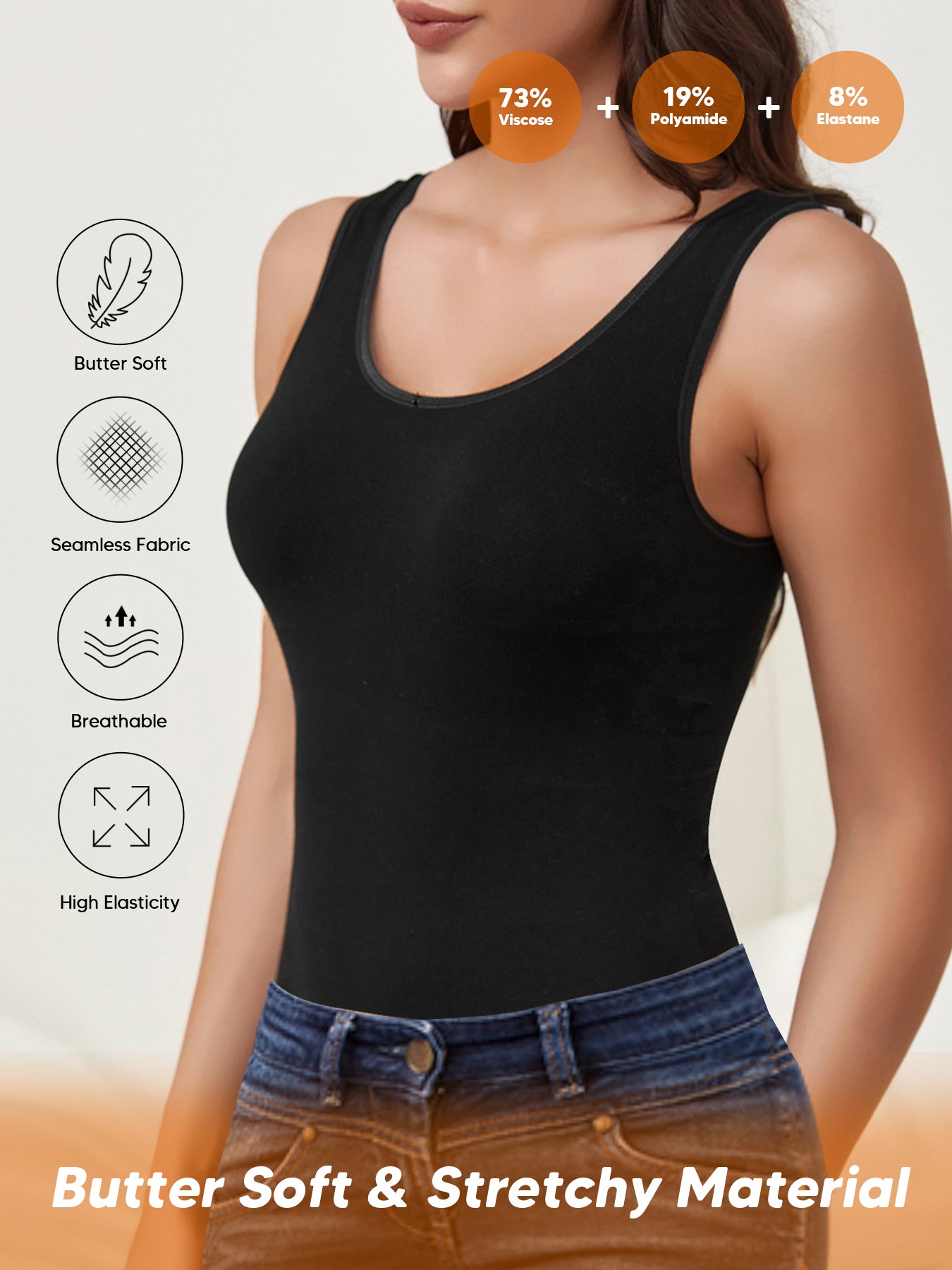 Essentials Women's Slim-Fit Tank Tops Seamless Compression Body Shaper Camisole