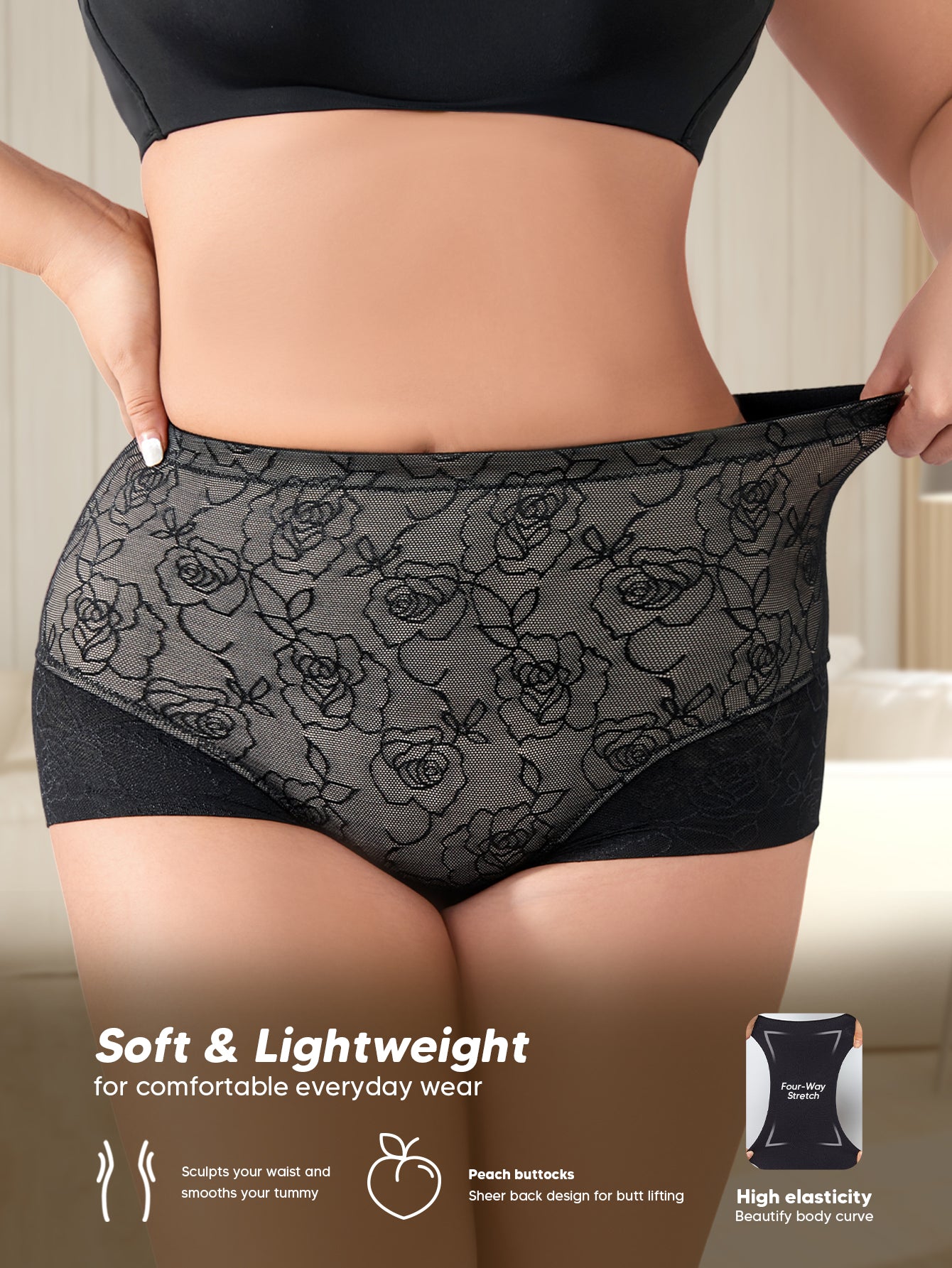 Tummy Control Underwear Shapewear for Women Light Control Brief with Lace Fajas