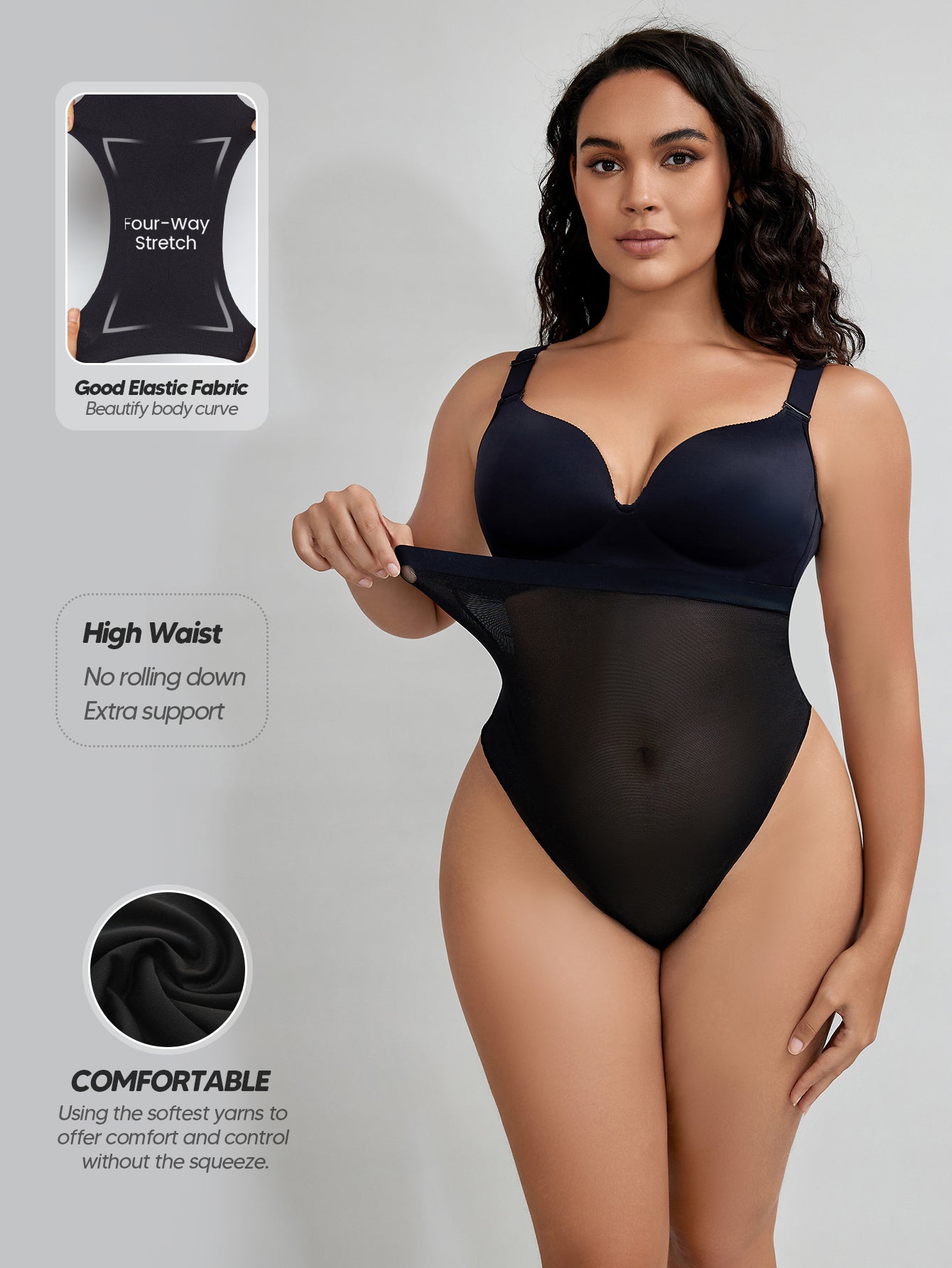 High Waist Comfort Slimming Thong Underwear Breathable Everyday Shaping Thong