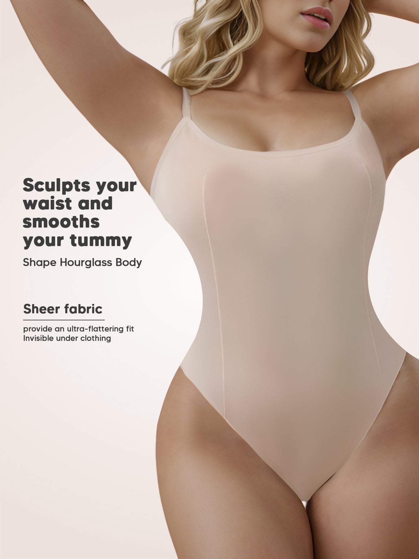 Backless Shapewear Bodysuit Thong Light Compression Sleeveless Body shaper