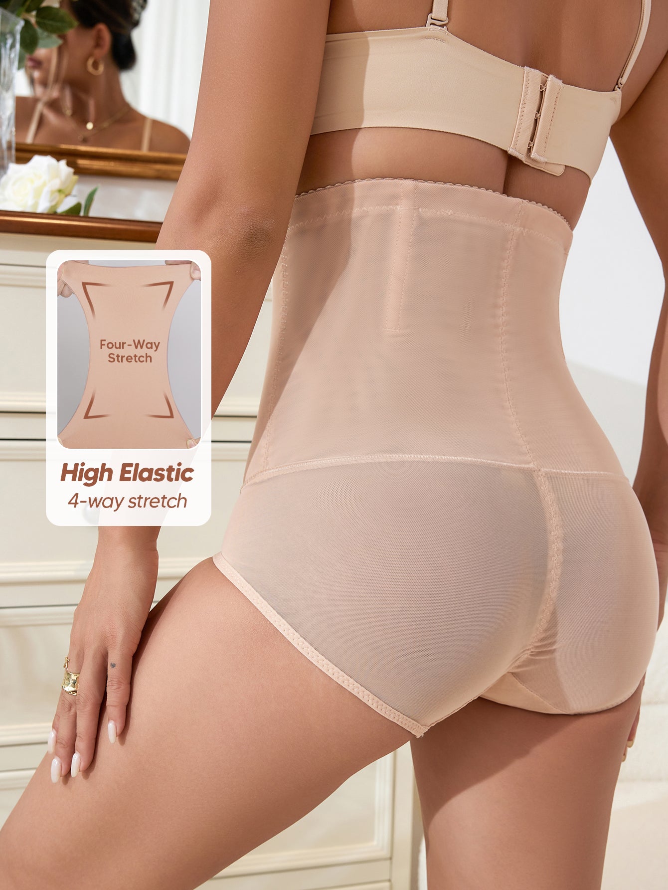 Sexy Lace Underwear High Waist Tummy Control Soft Breathable Panties Briefs
