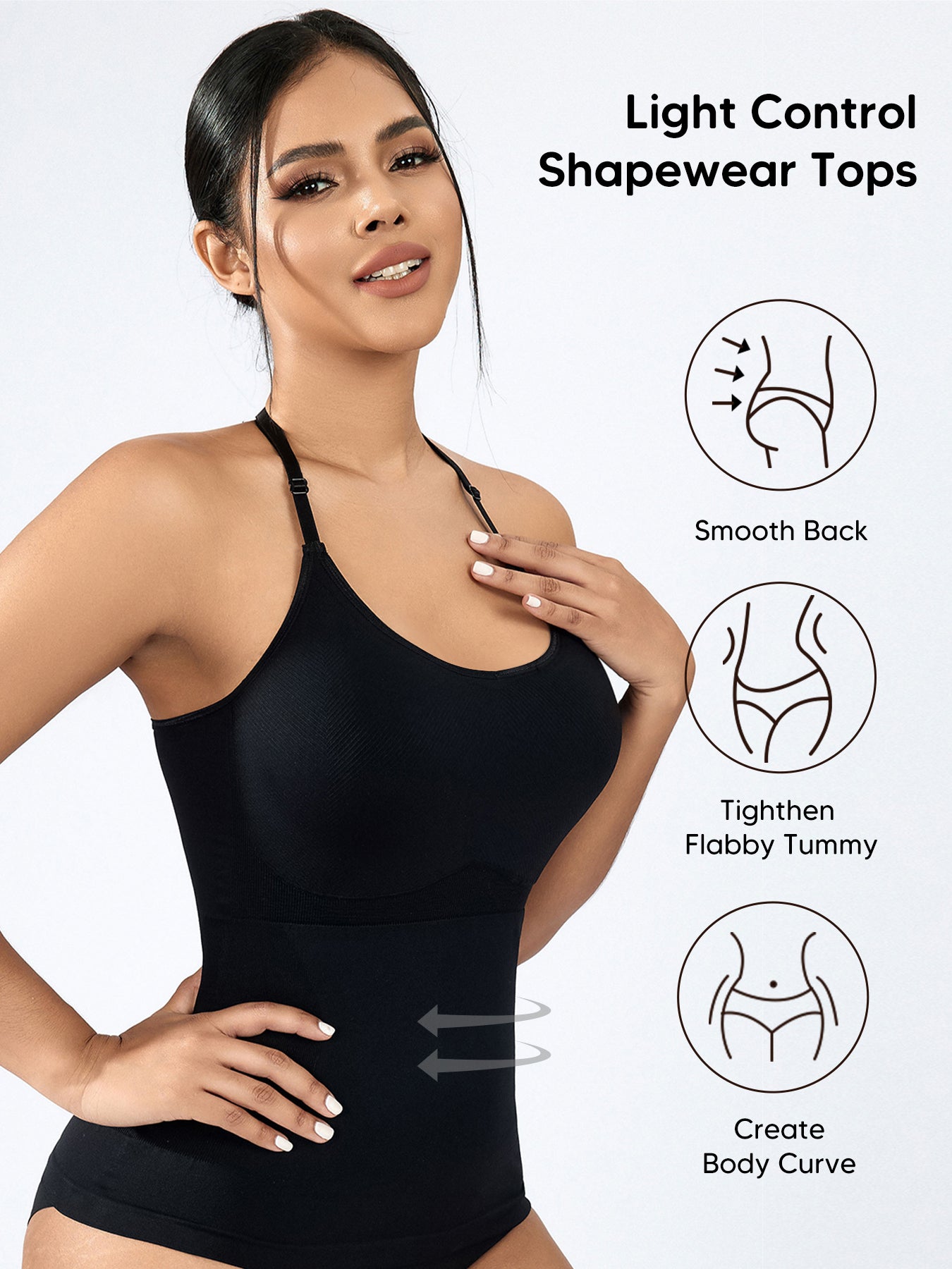 MUEE Seamless Compression Tank Tops Body Shaper Camisole with lace back