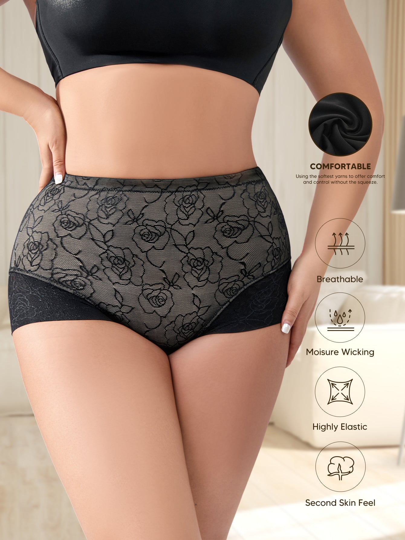 Tummy Control Underwear Shapewear for Women Light Control Brief with Lace Fajas