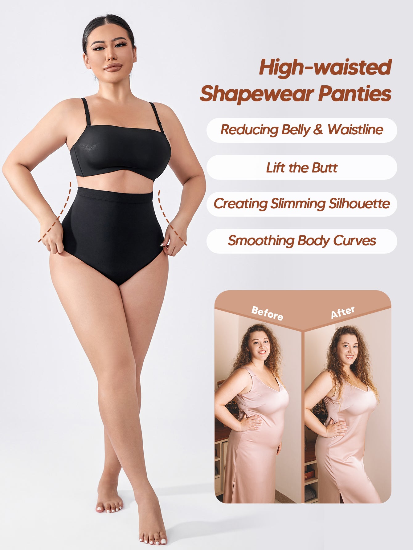 Seamless Thong Shapewear for Tummy Control High Waisted Shaping Thong Underwear