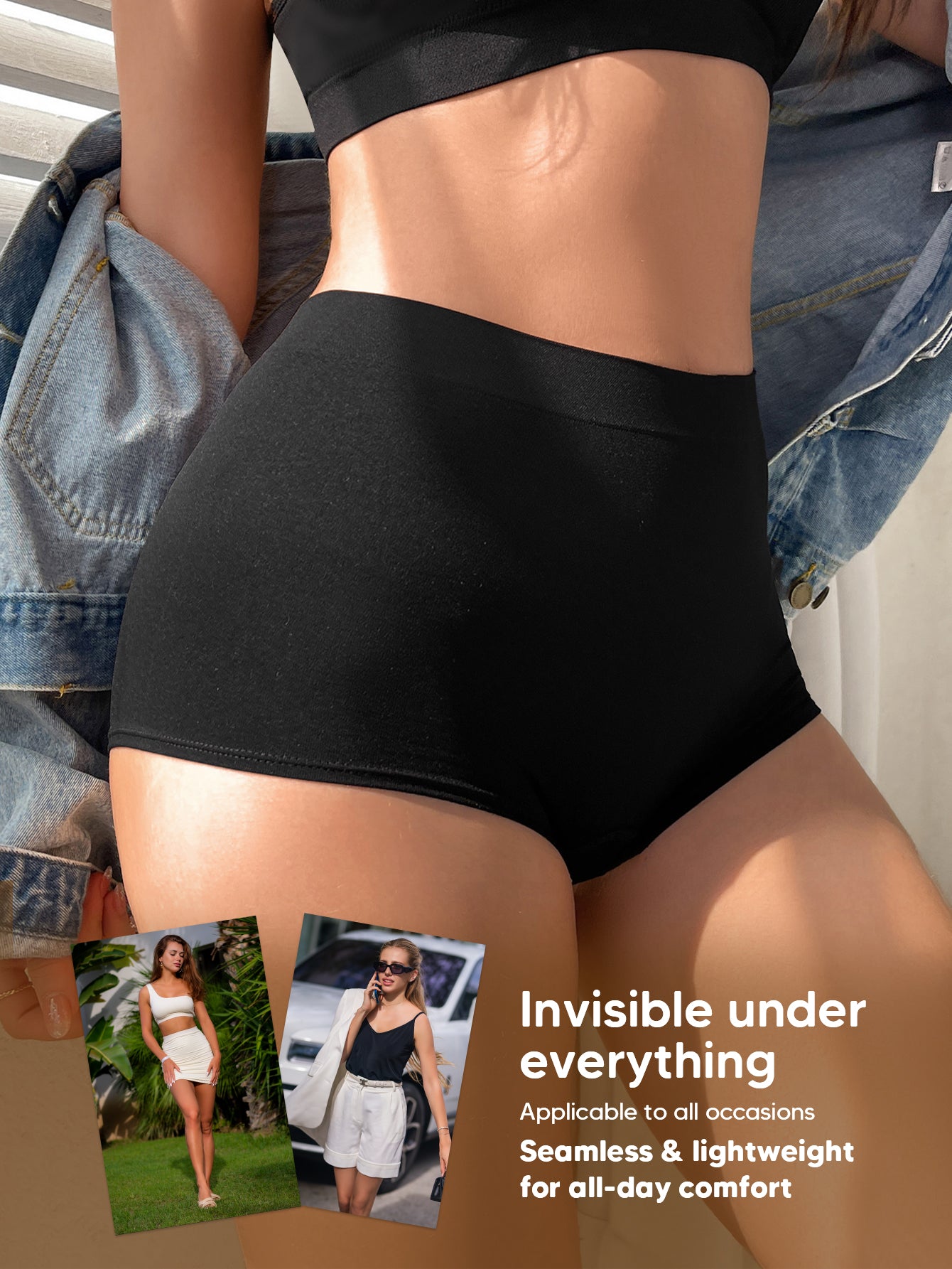 Basic Layers Mid-Rise Shaping Brief Breathable Panties Classic Underwear for Women