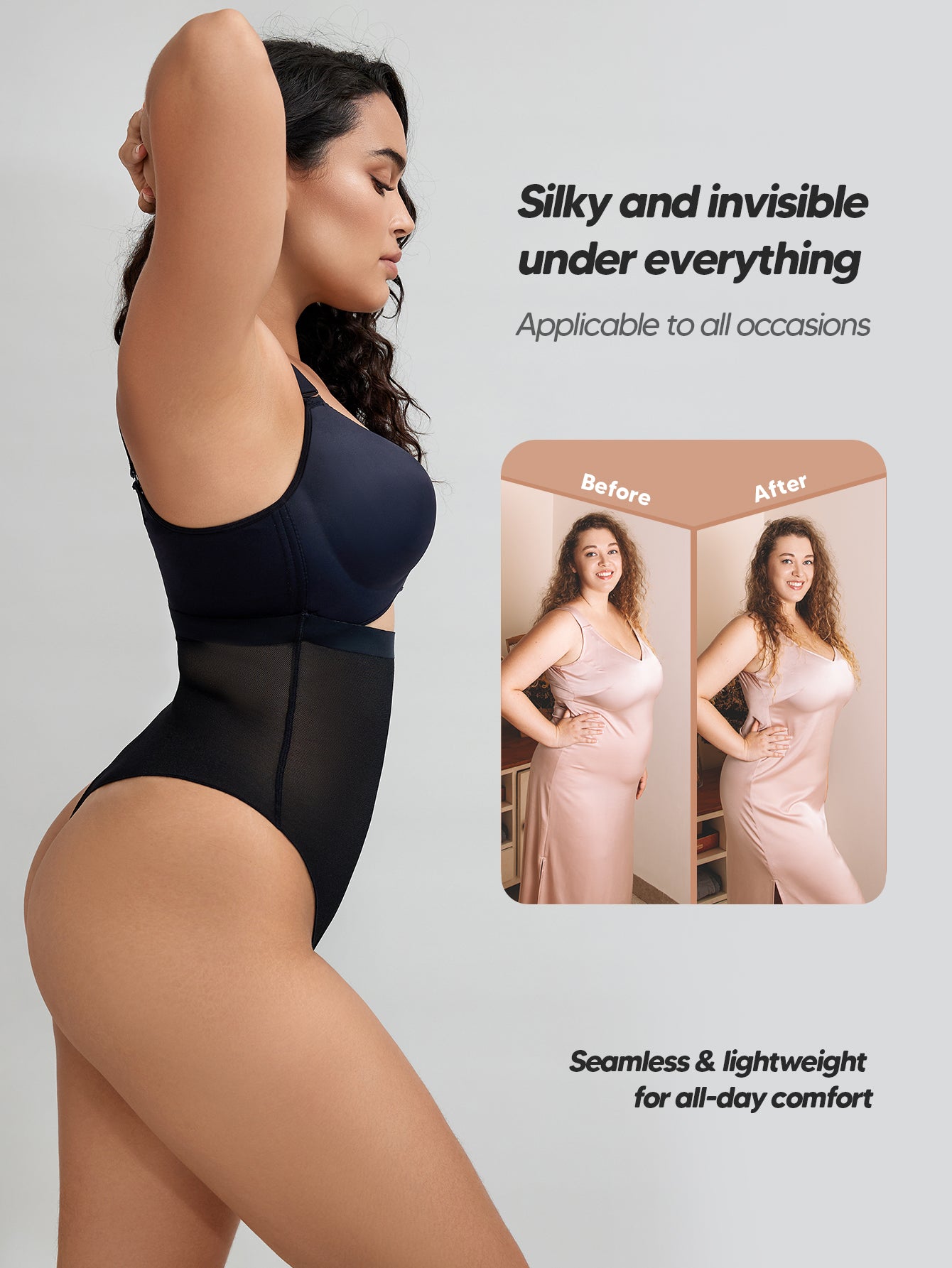 High Waist Comfort Slimming Thong Underwear Breathable Everyday Shaping Thong