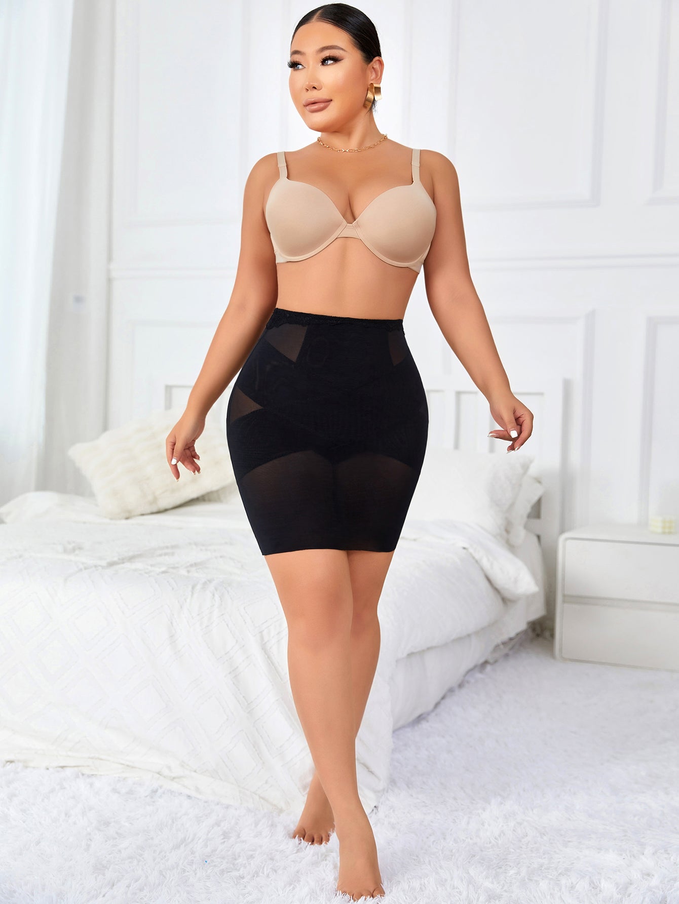 MUEE Half Slips Shapewear Tummy Control Skirt Lace Slip Skirt for Women