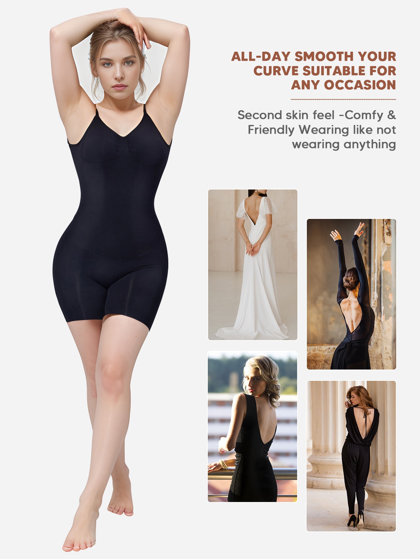 Backless Shapewear Bodysuit Shorts Sleeveless Women Body Shaper Under Dress