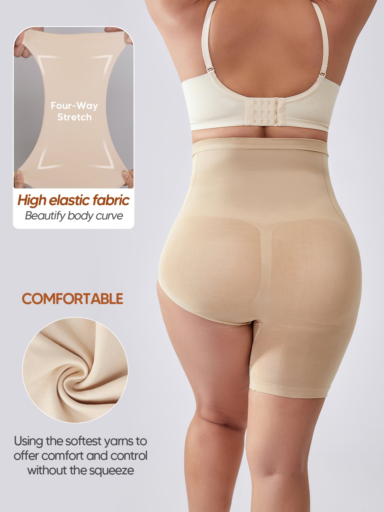 High Waisted Shapewear Shorts With Left Leg Exposed Solution For Under Dressed