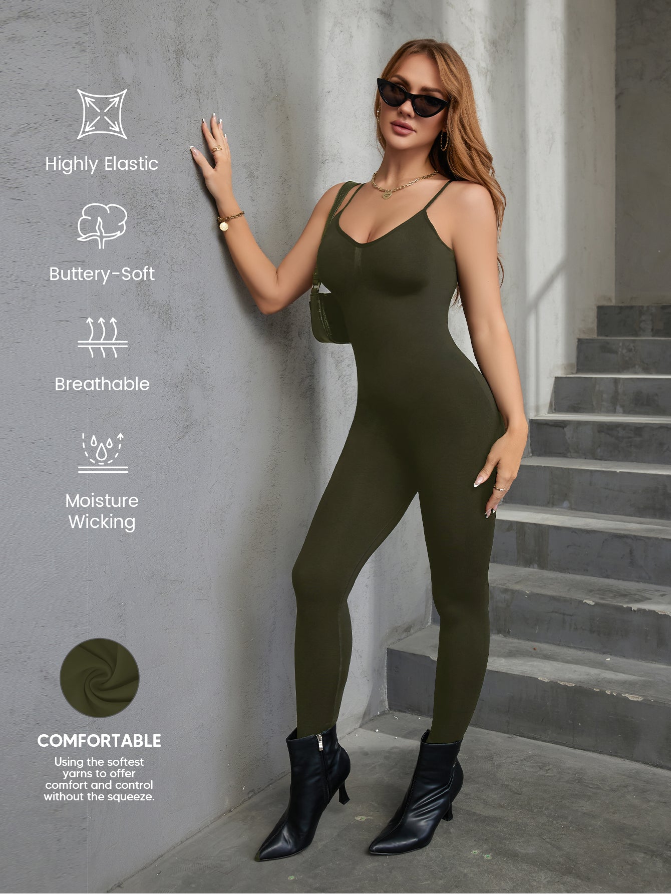 Sleeveless Spaghetti Strap Bodycon Ribbed One Piece Jumpsuits Rompers