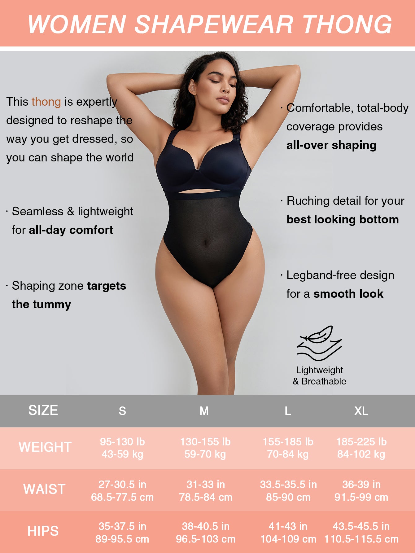 High Waist Comfort Slimming Thong Underwear Breathable Everyday Shaping Thong