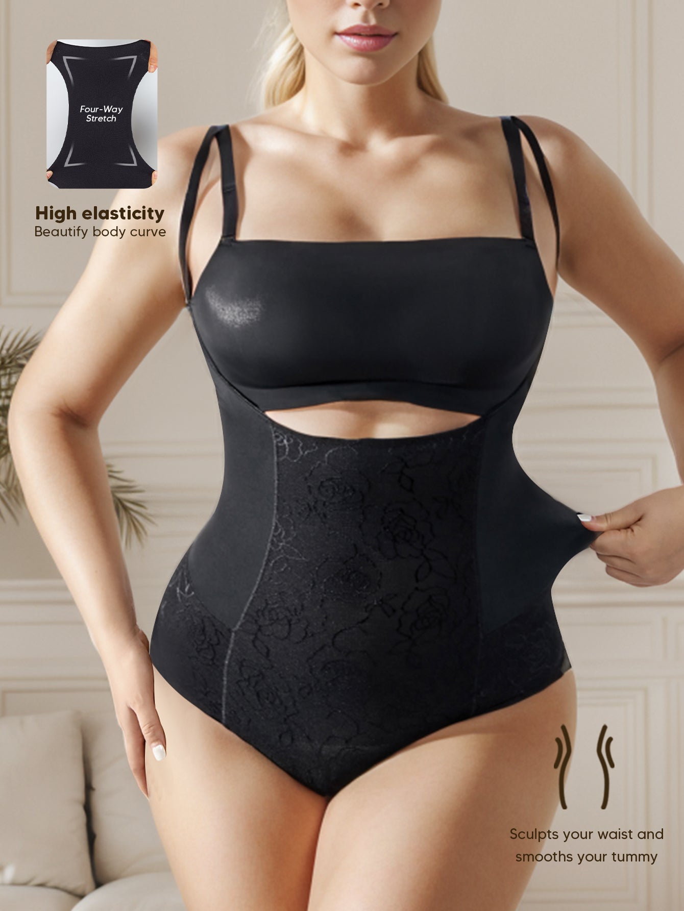 Open Bust Bodysuit Lace Waist Trainer Tummy Slimmer Thong Bodysuit for women
