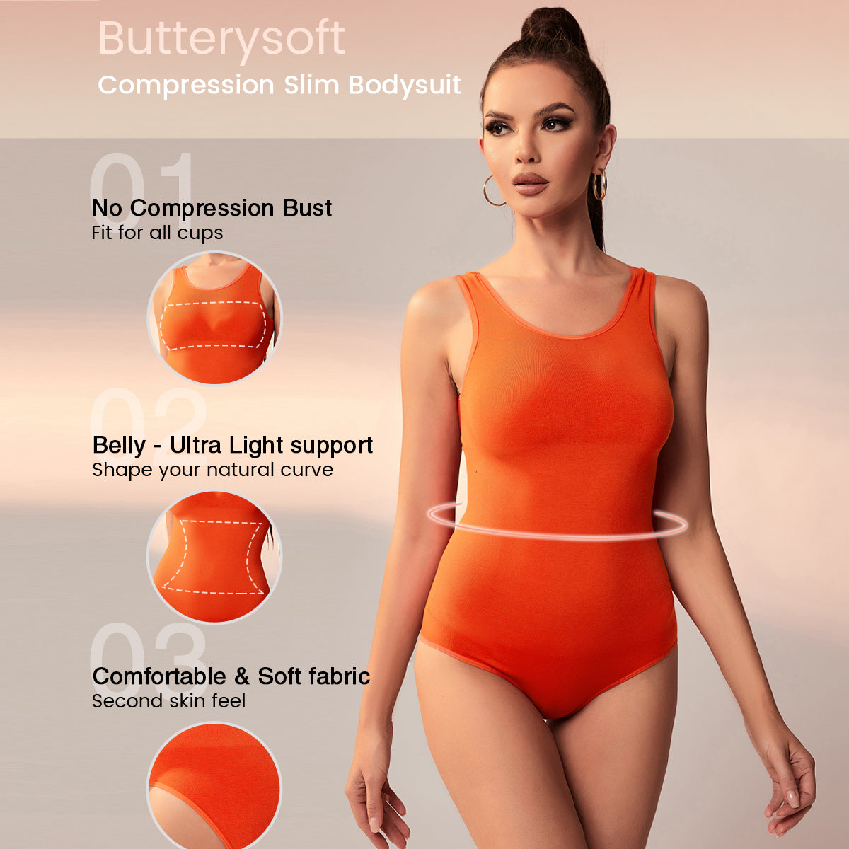 Basic Bodysuits for Women Seamless Body Shaper Sleeveless Tank Top Bodysuit