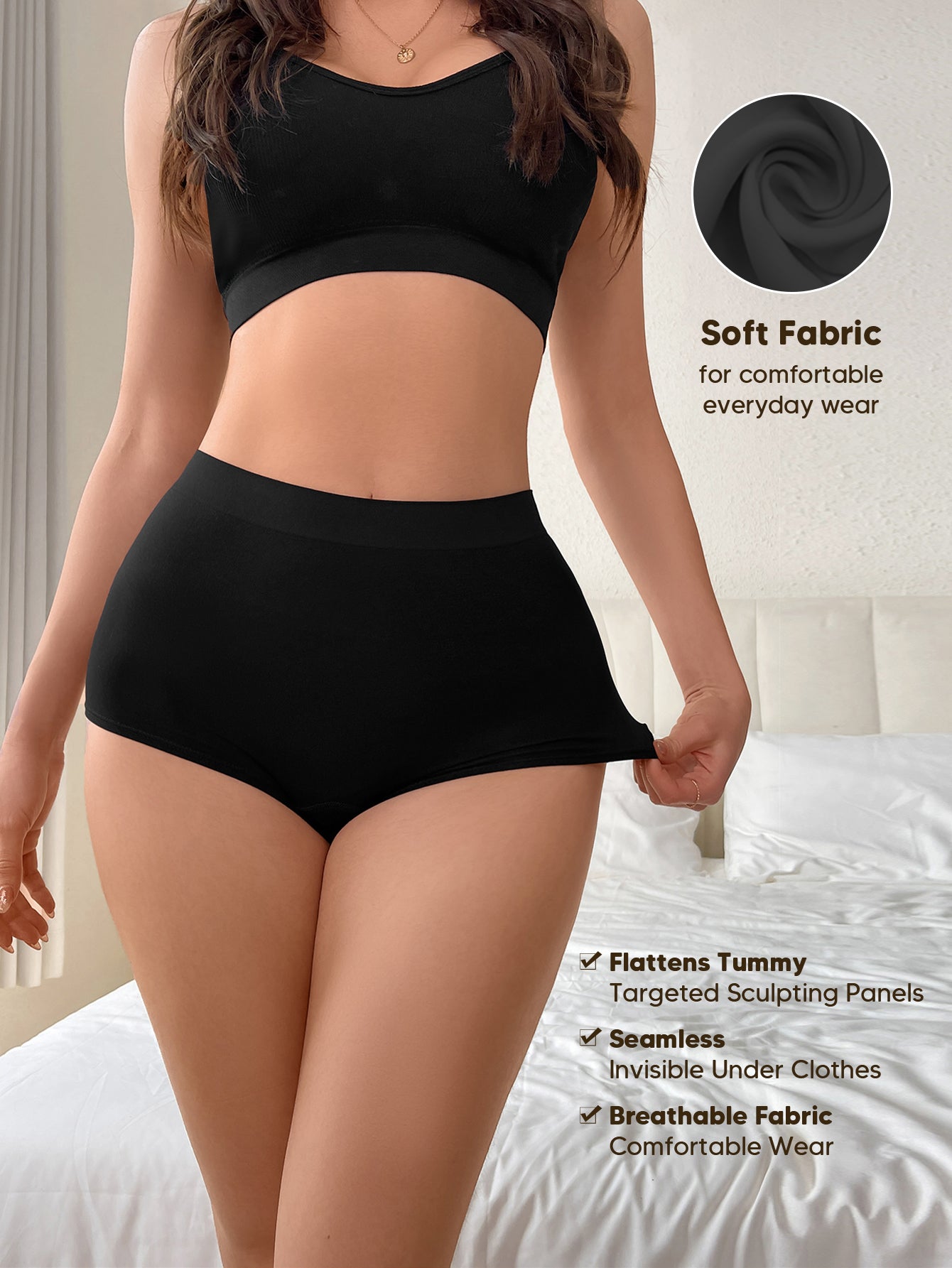 Basic Layers Mid-Rise Shaping Brief Breathable Panties Classic Underwear for Women