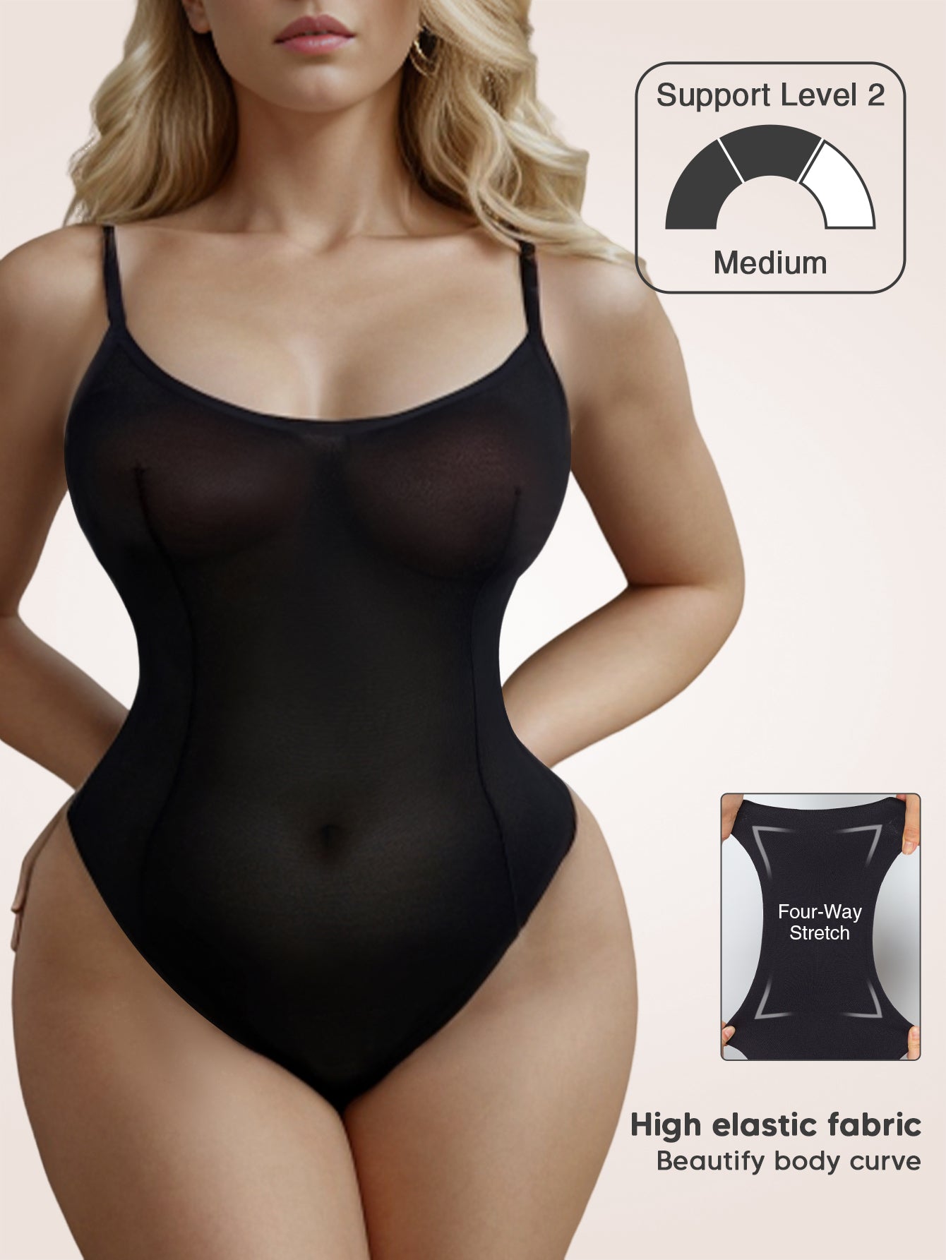 Backless Shapewear Bodysuit Thong Light Compression Sleeveless Body shaper