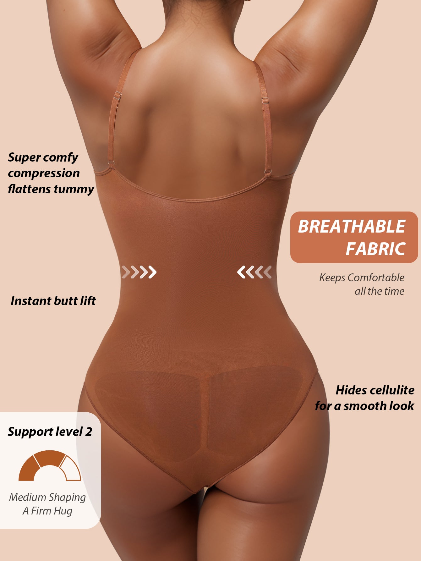 Supportive Low-Cut Seamless Bodysuit For Women No Visible Lines Under Clothes