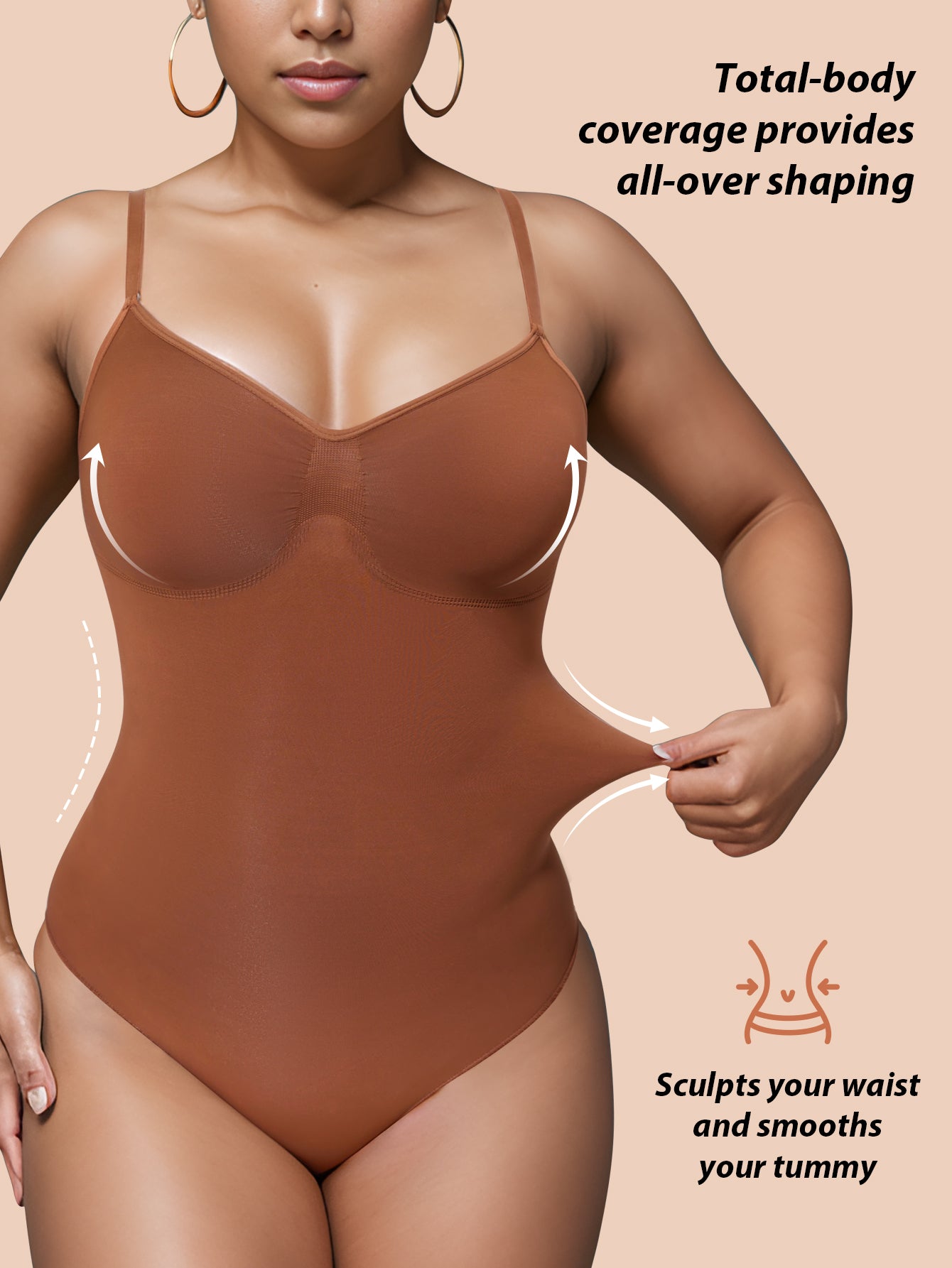 Supportive Low-Cut Seamless Bodysuit For Women No Visible Lines Under Clothes