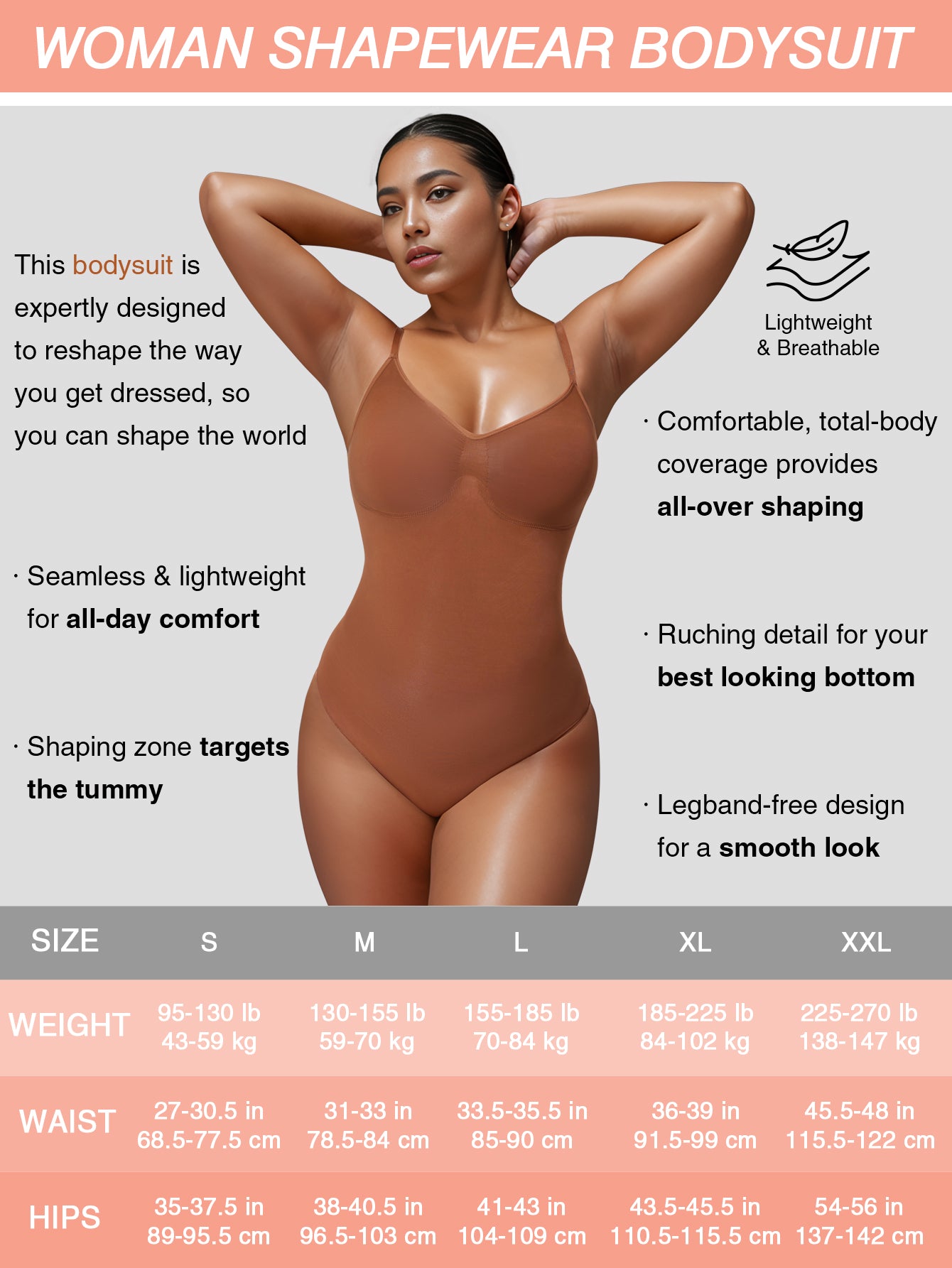 Supportive Low-Cut Seamless Bodysuit For Women No Visible Lines Under Clothes