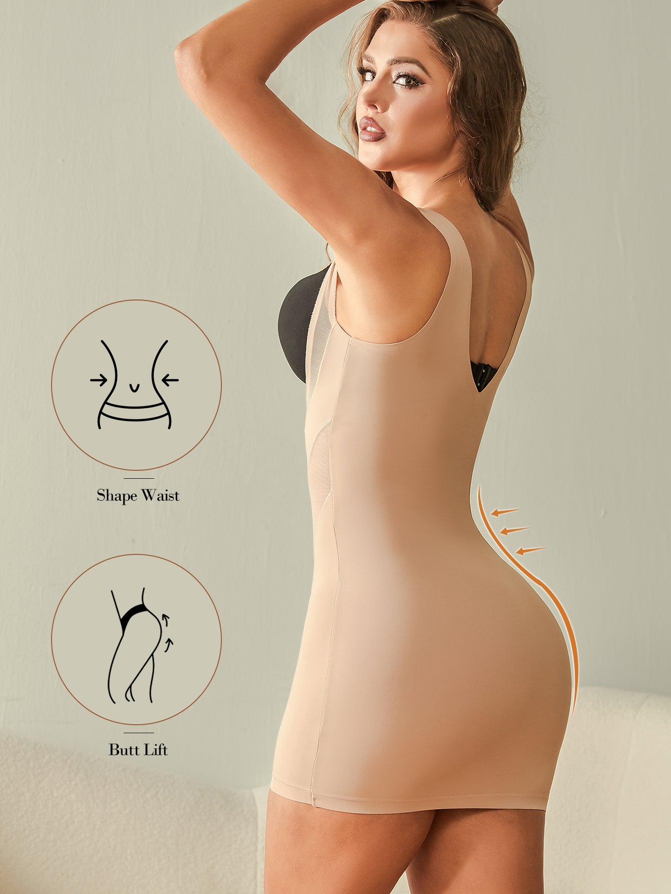 Full Slips for Women Open Bust Tummy Control Dress Hourglass Body Shaper Slimmer