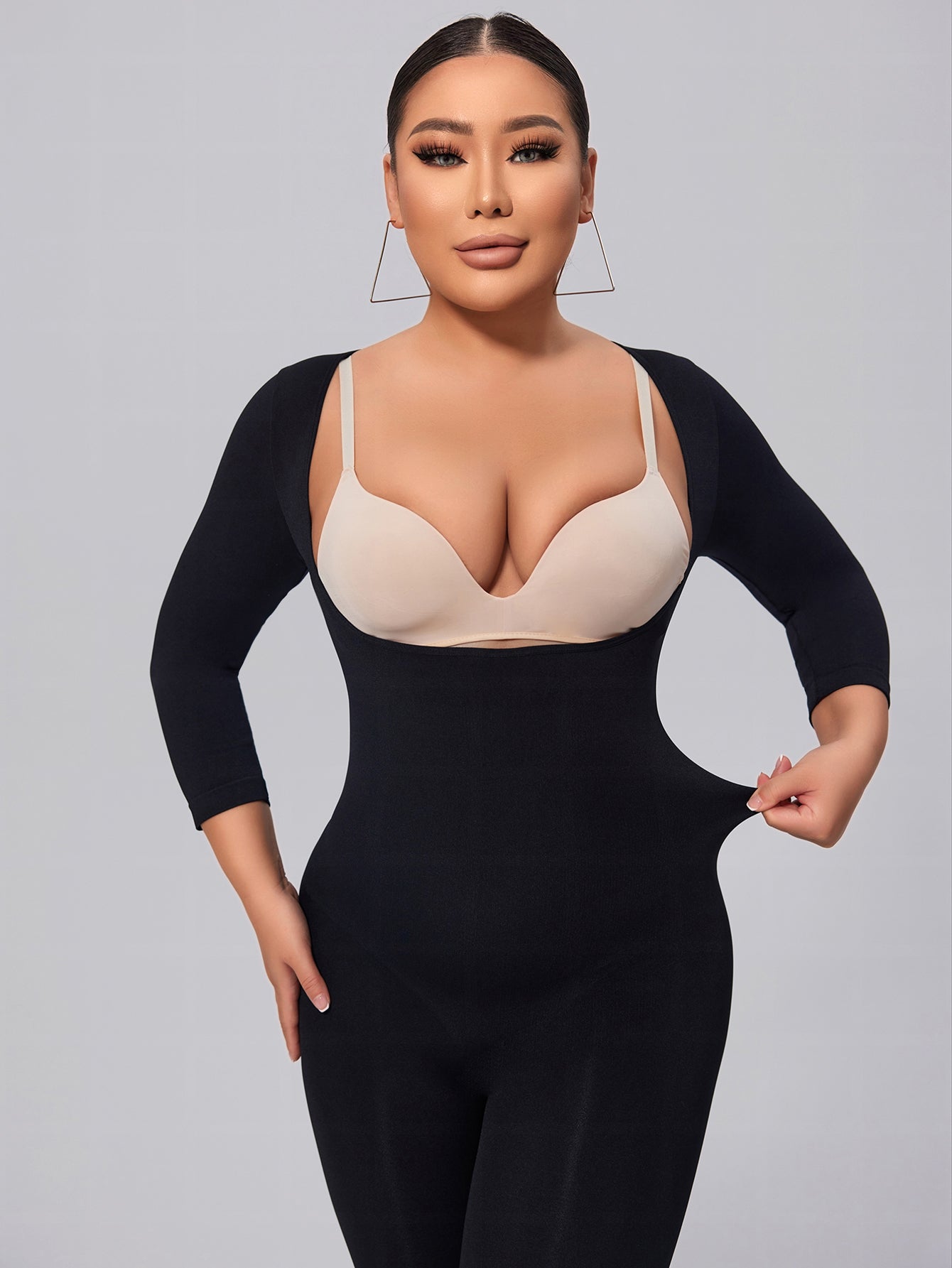 Full Body Shaper Long Sleeve Catsuit Shapewear Open Bust Shaping Legging